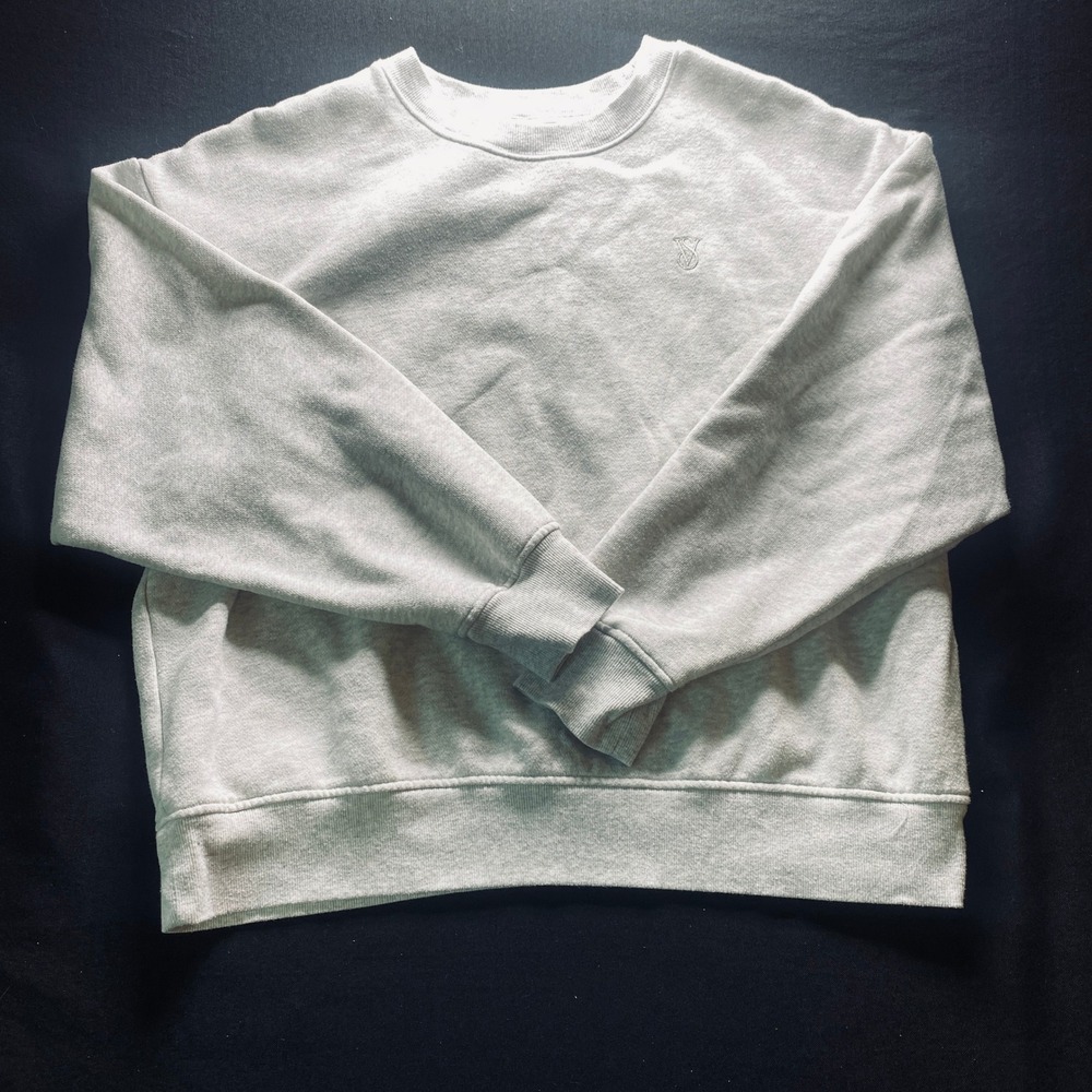 Victoria's Secret Sweatshirt Womens Medium Gray Embroidered Logo Pullover